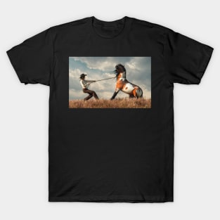 Cowgirl Taming a Horse T-Shirt